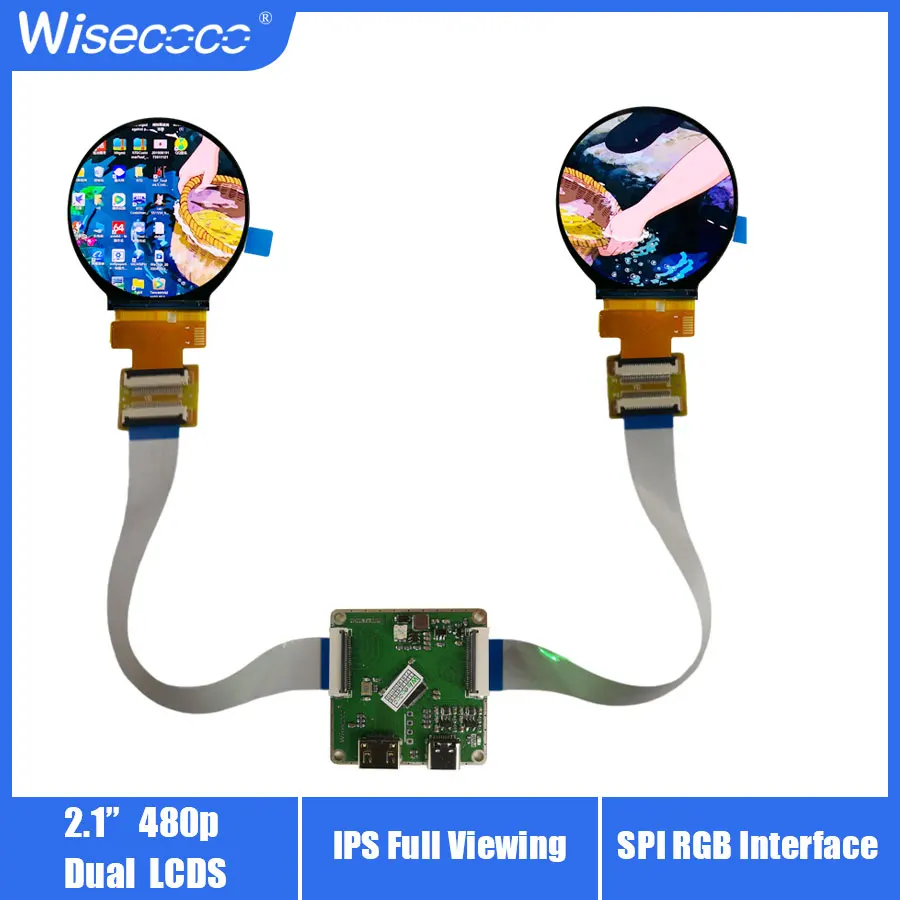 2.1 Inch Circular Display Wisecoco Round Screen IPS LCD Dual ST7701S SPI RGB 40PIN 480*480 For Smart Home Robot Automotive