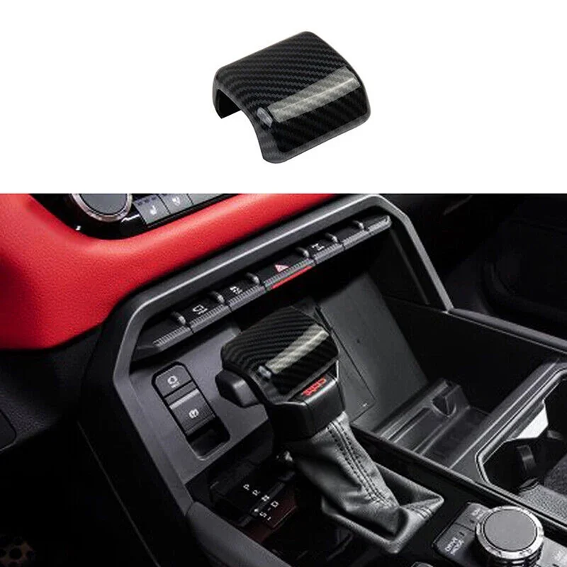 Car Gear Shift Knob Cover Trim ABS Plasitc Carbon Fiber Look Mouldings for Toyota Tundra 2022 Auto Interior Accessories