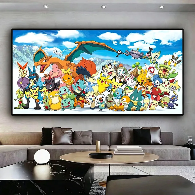 Pokémon Canvas Decorative Painting Frameless Cartoon Printing Pikachu ‌Charizard Raichu Eevee Room Decoration Poster HolidayGift - view 2