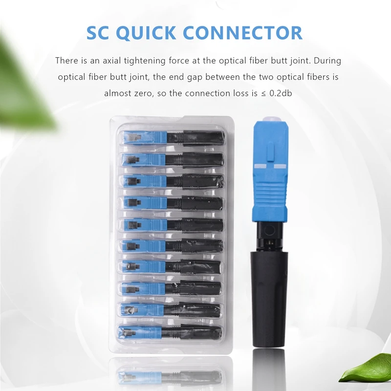 50 Pcs Embedded Sc Upc Fiber Optic Fast Connector Ftth Single-Mode Fiber Optic Sc Quick Connector Sc Adapter Field Assembly