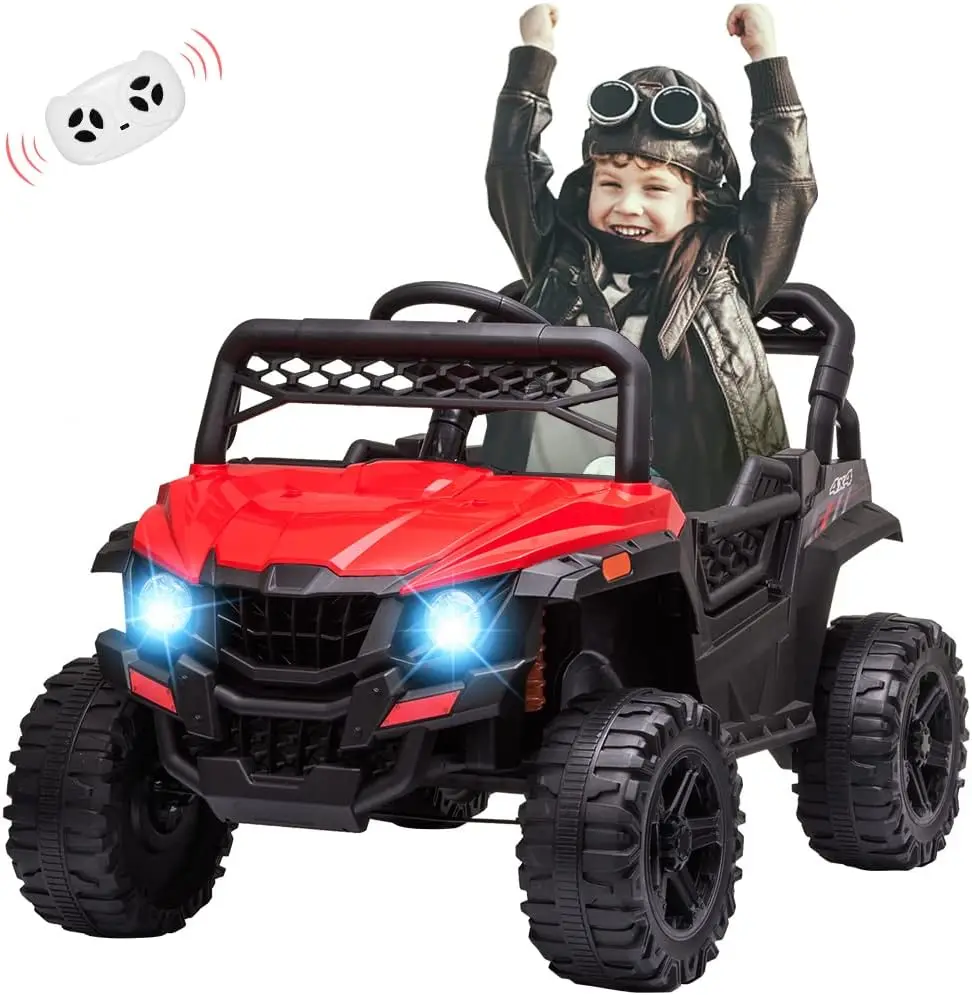 12V Ride On UTV, Kid Electric Powered Wheel Vehicle for Toddlers with Parental Remote Control,4 Wheels Spring Suspension,LED Lig