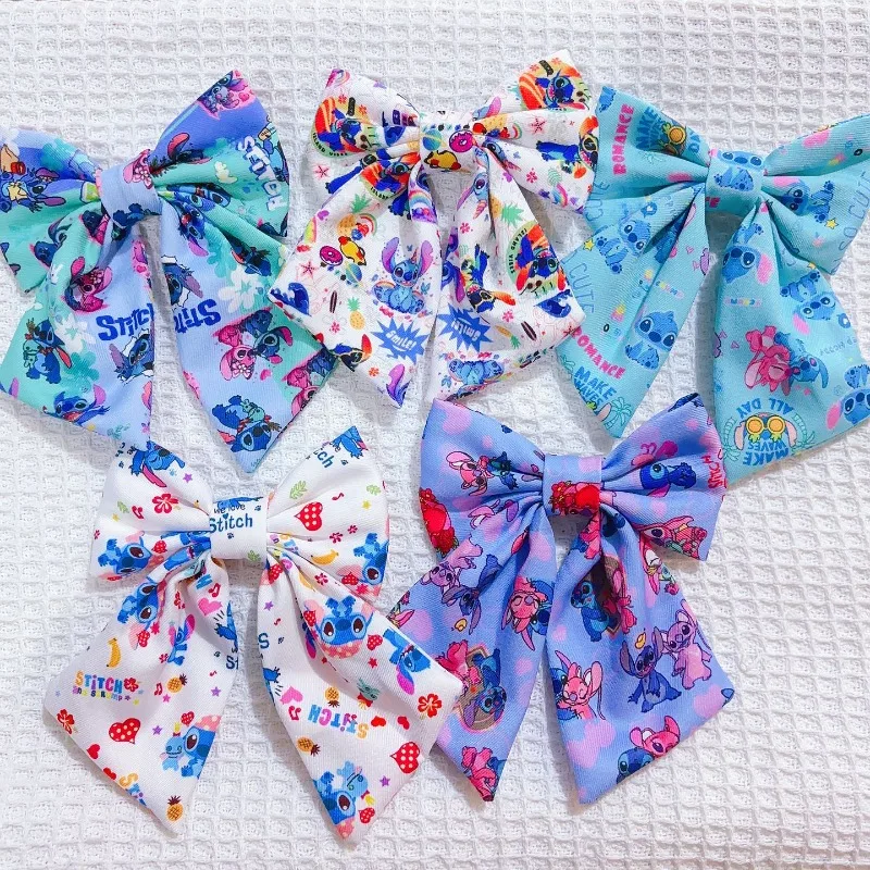 

2pcs Disney Stitch Hair Clip Cute Anime Versatile Women Accessories Simple Bow Ribbon Children Toy Kawaii Girl Gift Wholesale