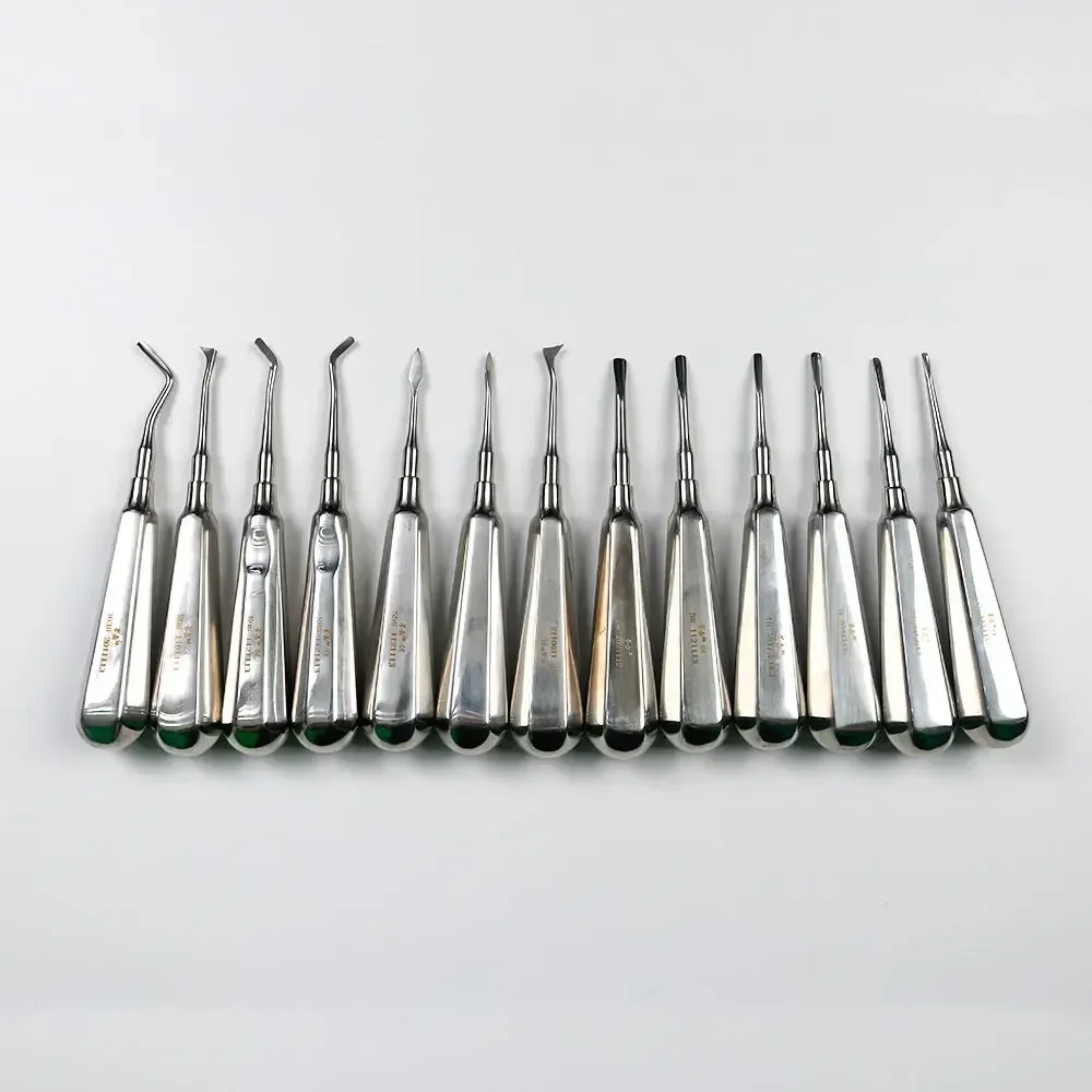 

2Pcs Dental Elevators Extraction Teeth Stainless Steel Dentist Tools Stright Curved Sharp Root Elevator Dentistry Instruments