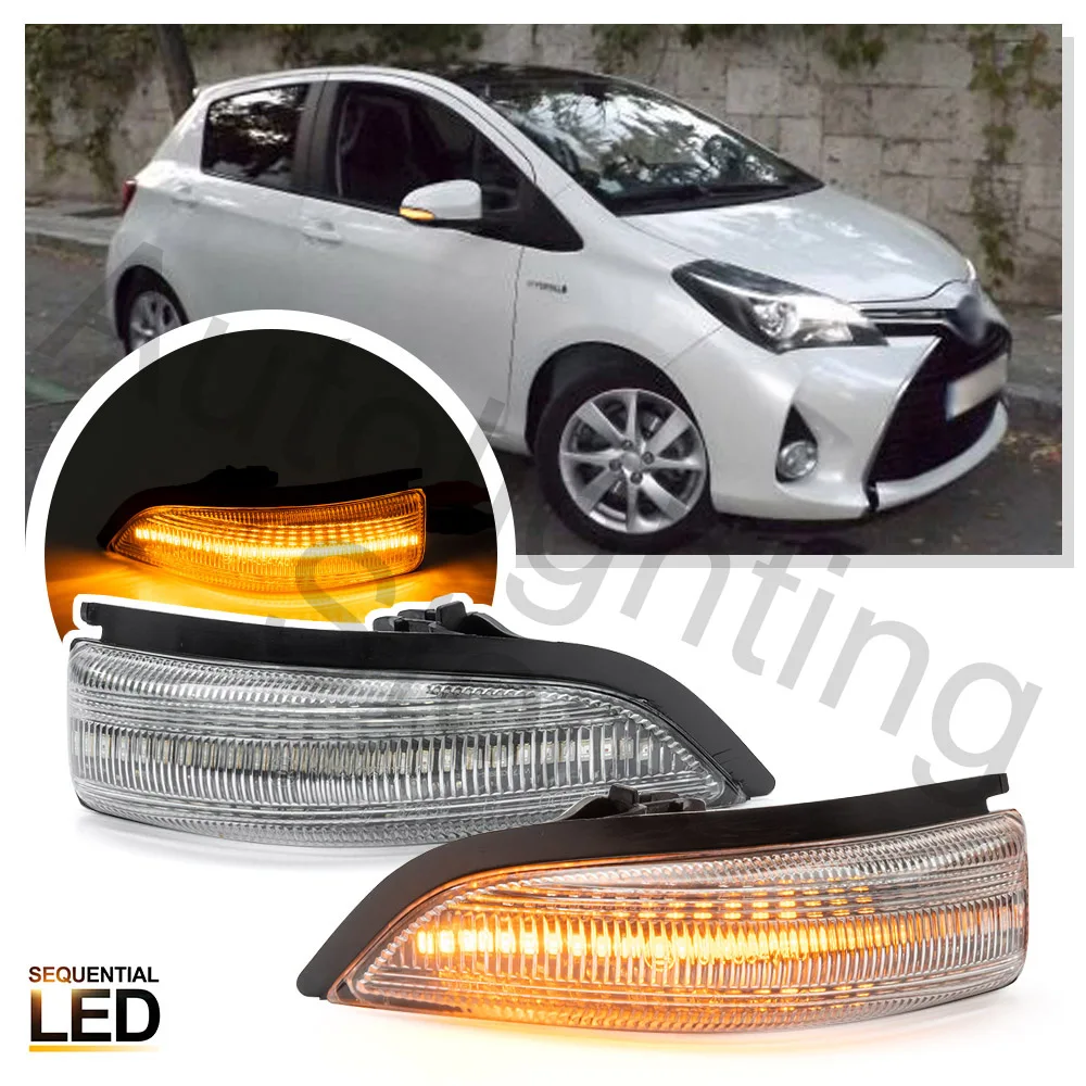 

2pcs Dynamic LED Side Mirror turn Signal Light For Toyota Yaris III Hybrid 2011 2012 -2019 Wing Mirror Blinker Indicator Light