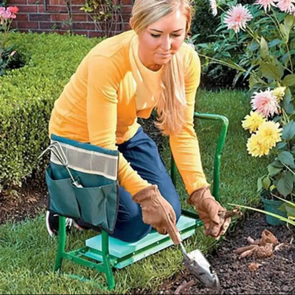 

Portable New Garden Kneeler With Handles Folding Stainless Steel Garden Stool Chair With Kneeling Pad Gardening Accessories Tool