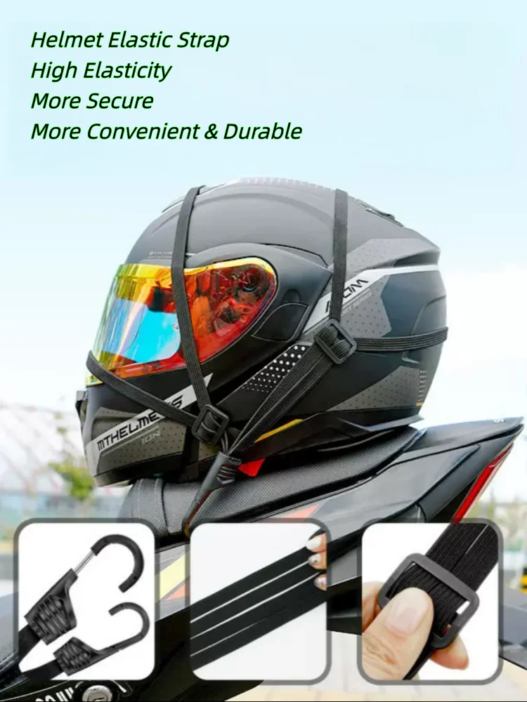 AliExpress Anti-Lost Motorcycle Helmet Safety Rope, 60cm/90cm Adjustable Elastic Fixing Strap for Bike Seat & Helmet Storage