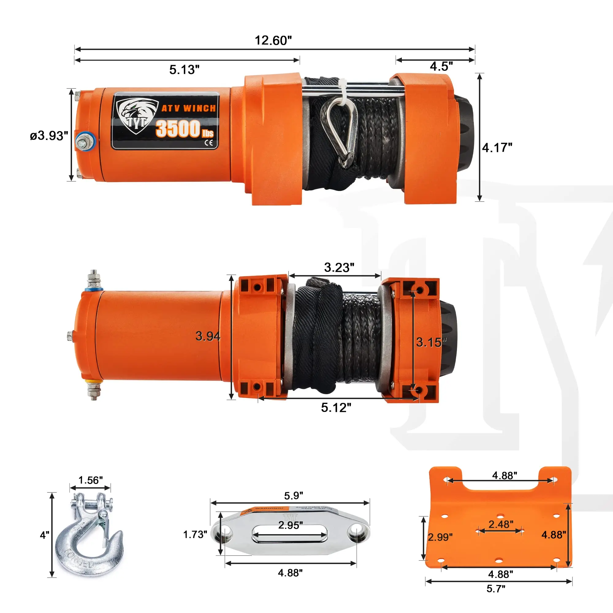 3500 lb Advanced Load ATV/UTV Synthetic Rope Winch Kits, 12V Elelctric Winch with 2 Wireless Remotes and Winch Mounting Plate, W