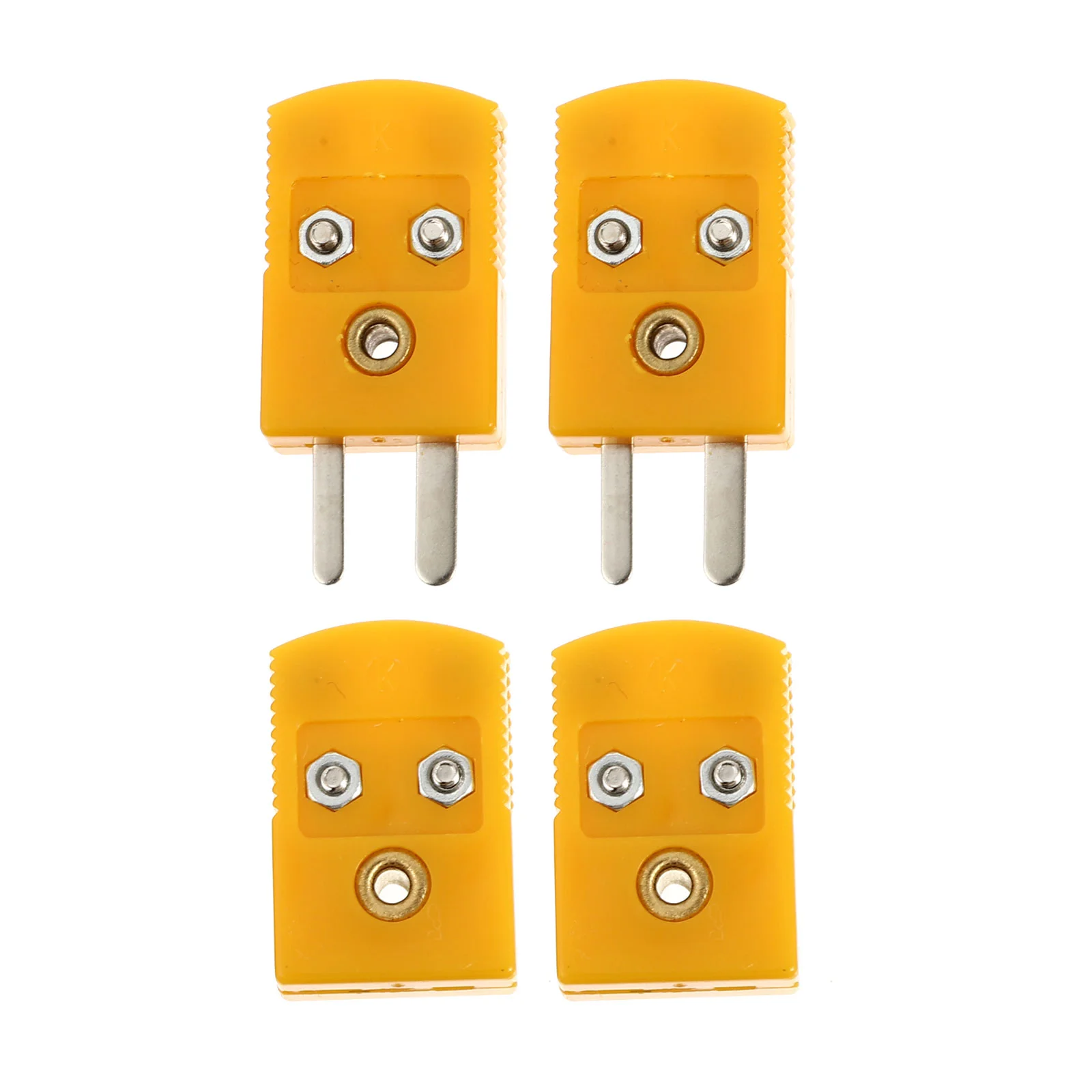 4 Pcs Hermaphrodite Connector 2 Pin Thermocouple Plug Joint Wire Connectors Adapter K Type Little Yellow