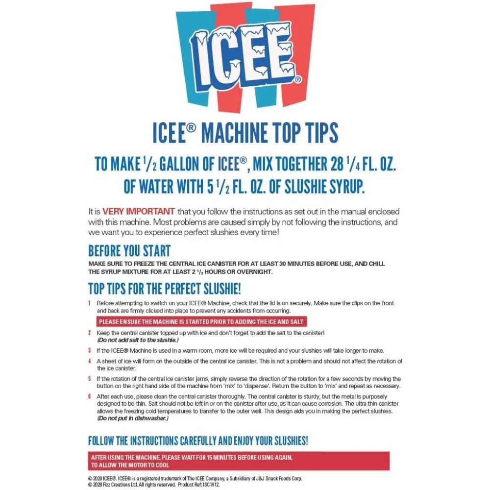 Genuine ICEE Brand Counter-Top Sized ICEE Slushie Maker - Spins Your Pre-Chilled Ingredients with Your Ice into ICEE Slushies!