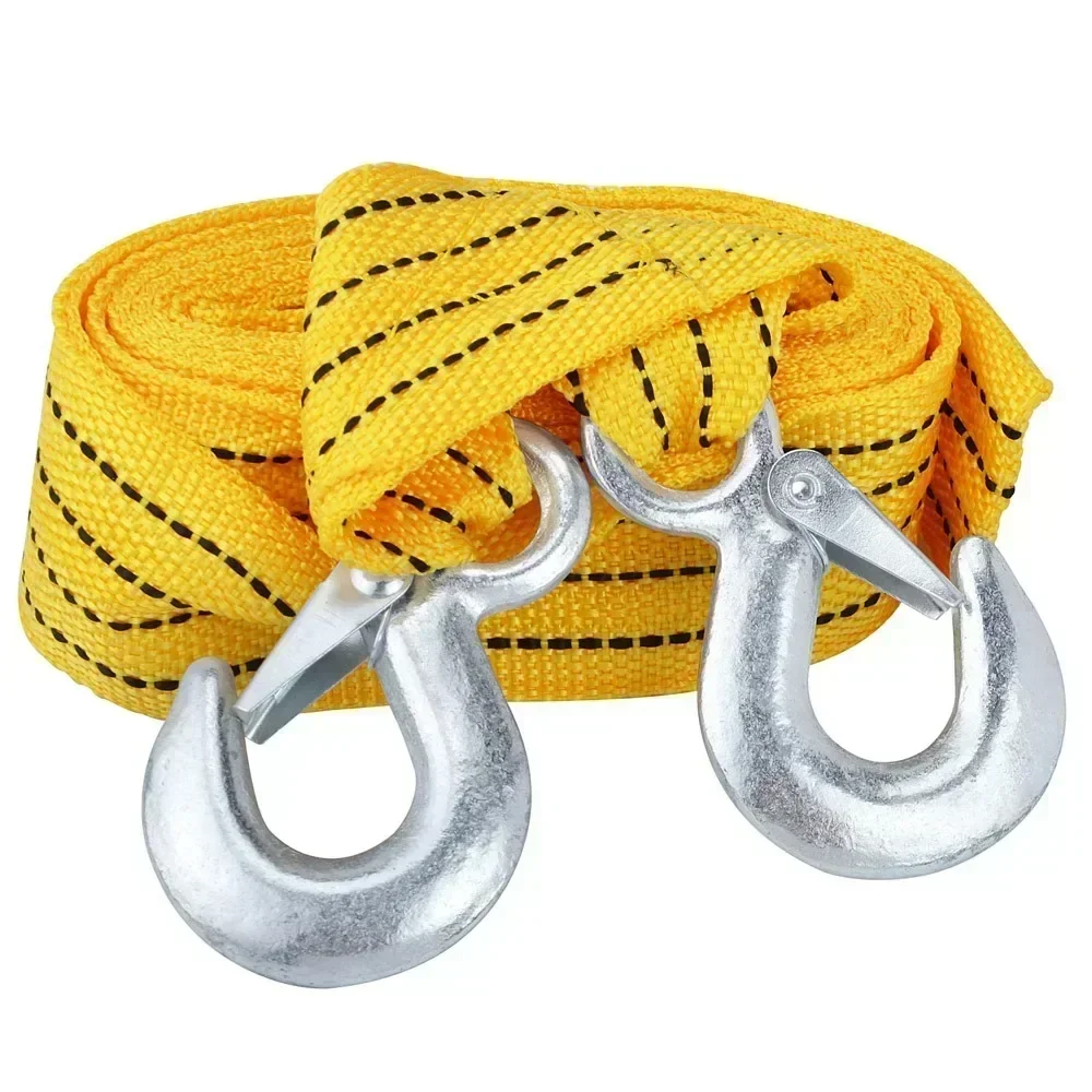 4M 5Ton Car Tow Cable Towing Pull Rope Strap With Hooks Portable Self-driving Tourism Heavy Rescue Rope Car Accessories
