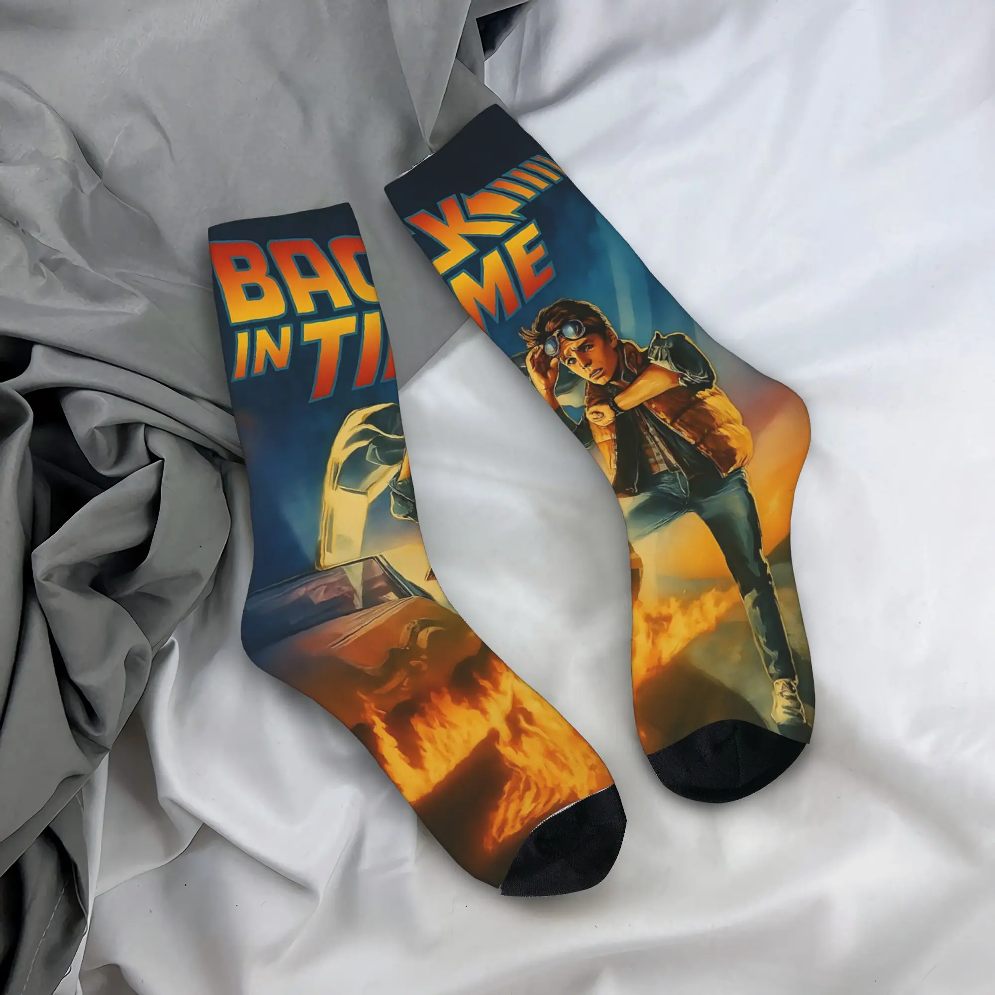 Back To The Future Socks  Gothic Stockings Adults Men Quality Outdoor Sports Socks Spring Printed Anti Slip Socks