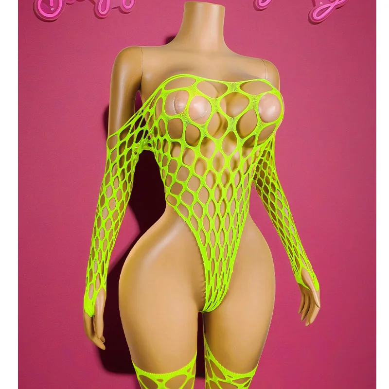 

1 Set Sexy Women Fishnet Cover Up Long Sleeves Without Bikini For Music festival Bodycon Dress Hollow Out Vacation BD070