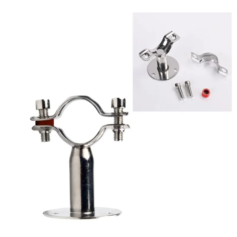 304 Stainless Steel Tube Pipe Clamp Hanger Stand Off Support Adjustable With Base Plate Pole Length 50/100/150mm OD 12mm-89mm