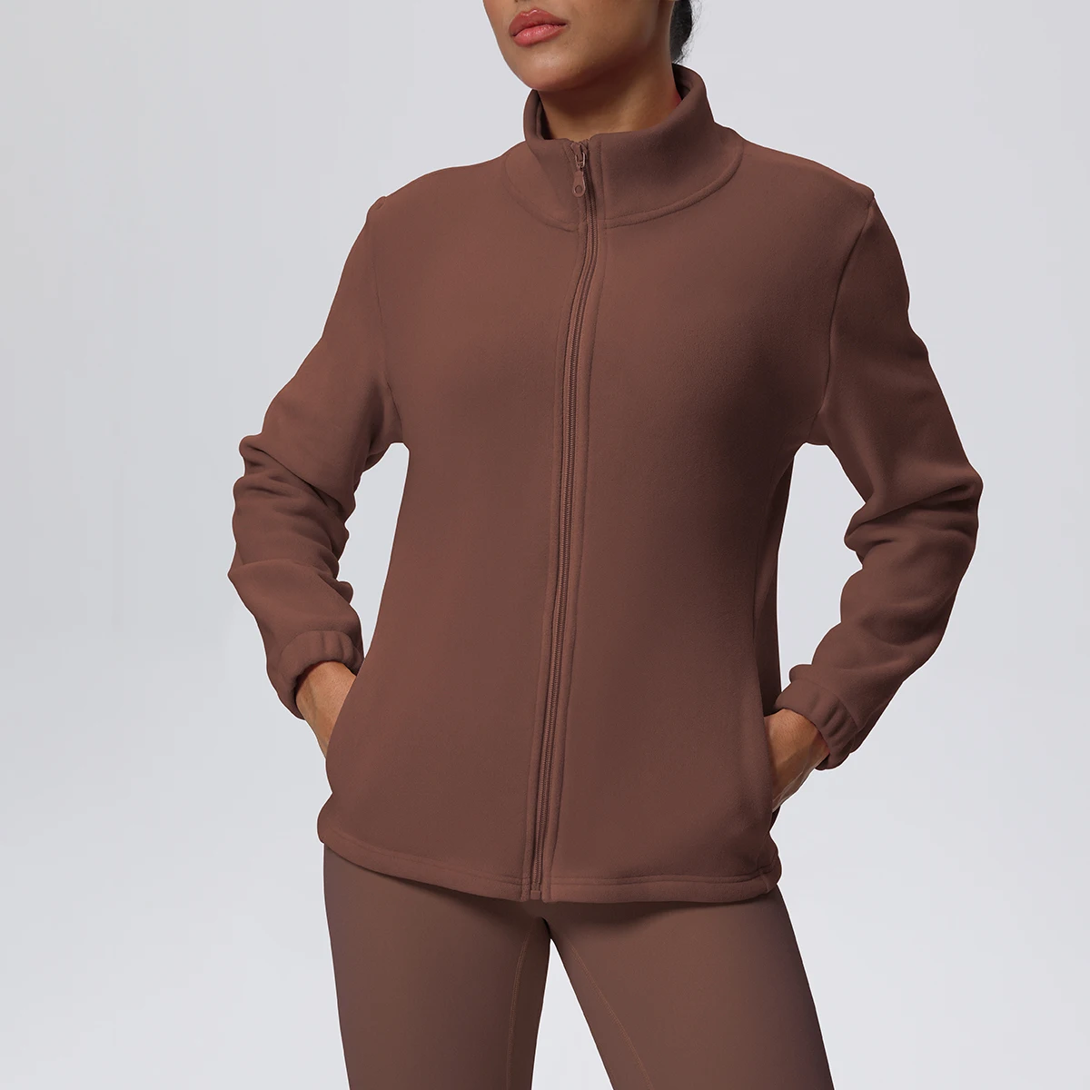 

Зимняя бархатная одежда для йоги для женщин, катание на велосипеде и лыжах, спортивная куртка для бега, йоги на молнии с длинными рукавами, сохраняющее тепло, пальто для йоги