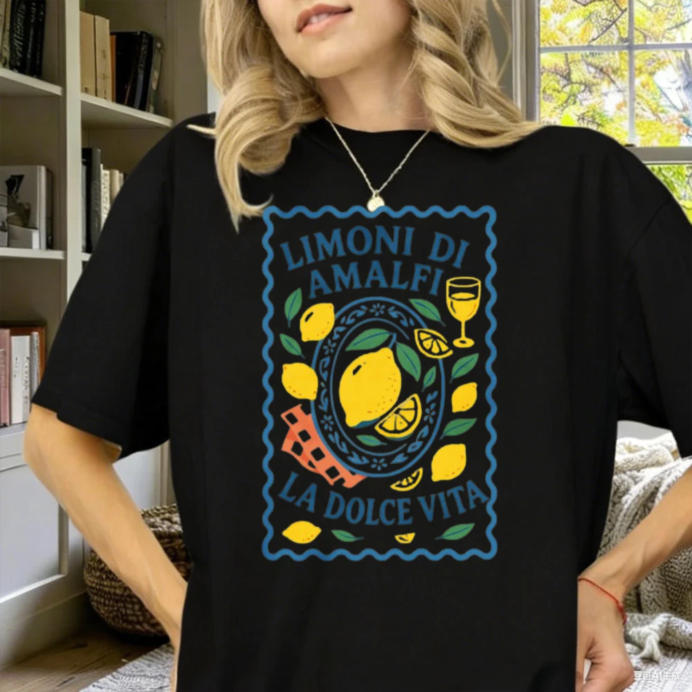 Positano Lemon Shirt Amalfi Coast Dolce Vita Dolce Far Niente Summer Vibes Vacation Unisex Tee Commuter All-match Short-sleev
