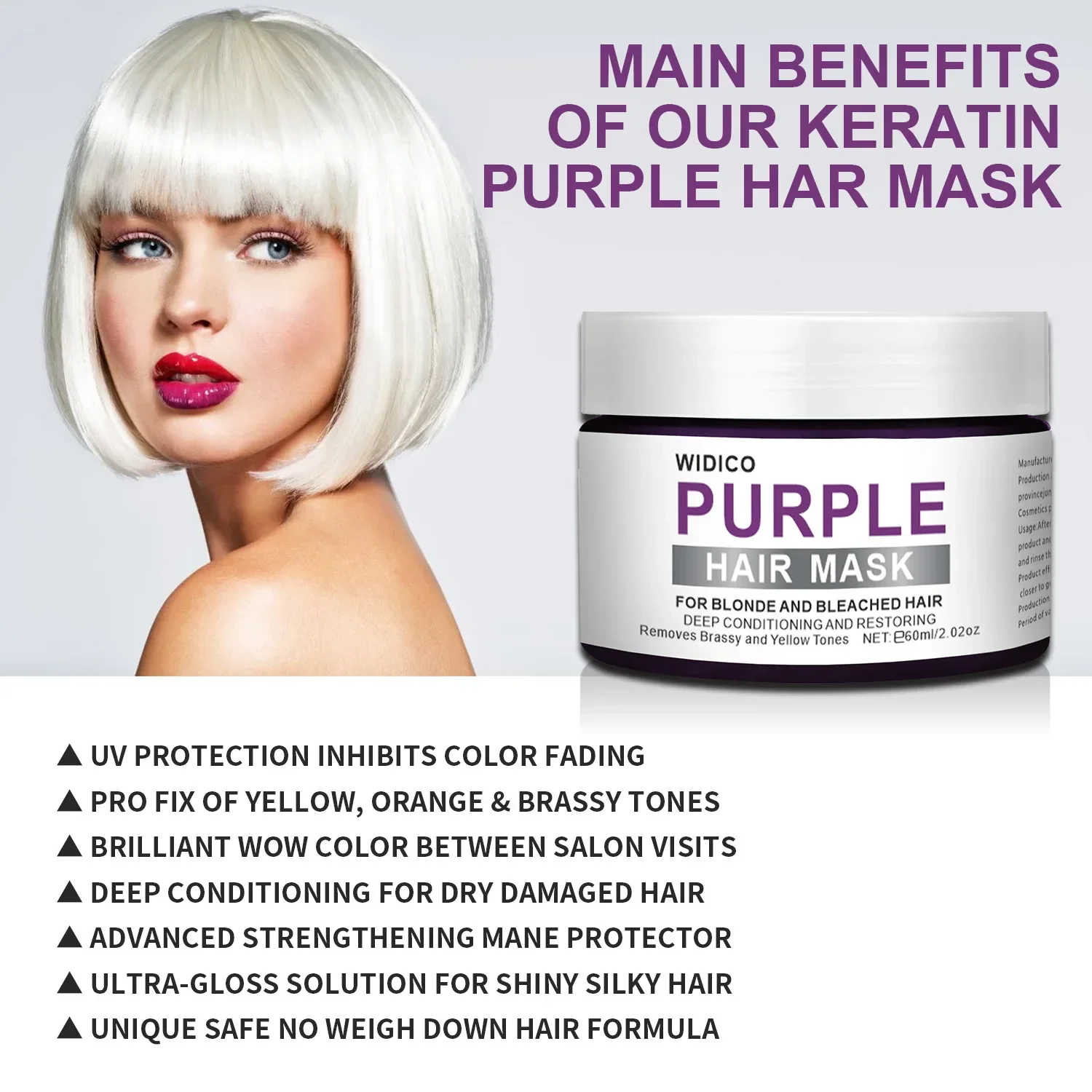 

60g Professional Hair Care Blonde Purple Hair Shampoo Removes Yellow And Brassy Tones Silver Ash Look Purple Hair Shampoo