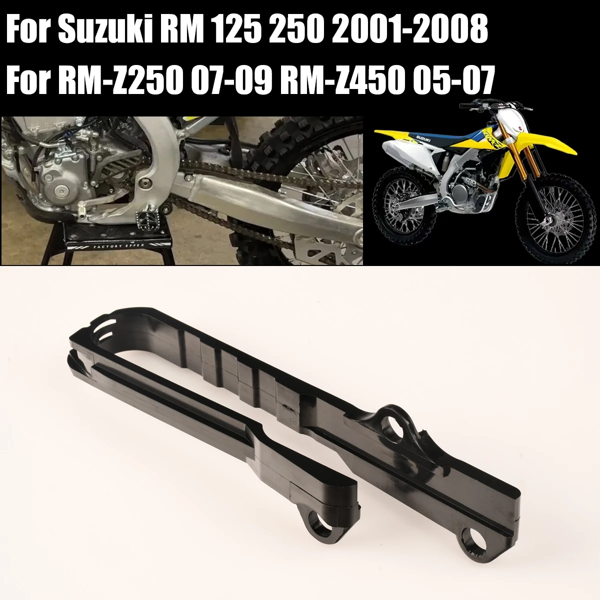 

Durable Plastic Swing Arm Rubber Chain Slider Guide For Suzuki RM-Z250 RM-Z450 RM125 250 2001-2008 Motorcycle Accessories