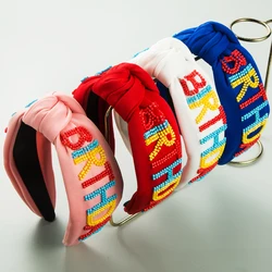 European and American New HAPPY BIRTHDAY Letter Hair Hoops Handsewn Rice Ball Birthday Headquarters Party Hair Accessories