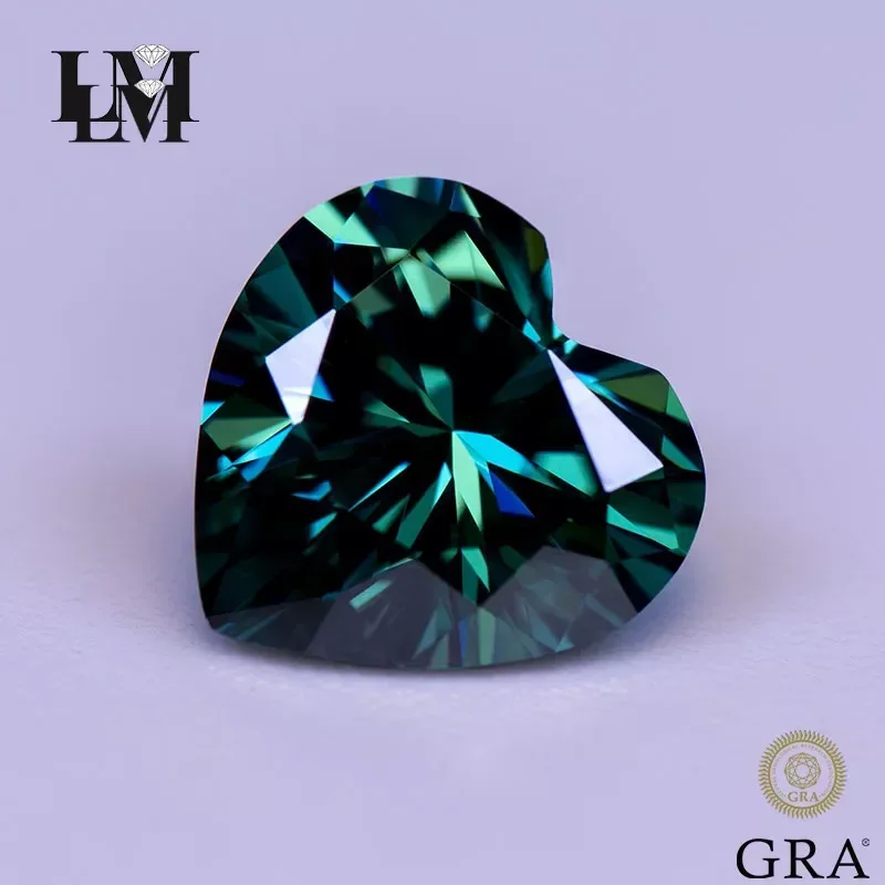 Pietra Moissanite Colore naturale Verde smeraldo Pietra preziosa taglio cuore Lab Grown Diamond per ciondoli Gioielli da donna con certificato GRA