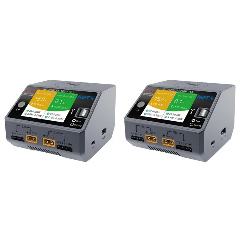 Best-2X HOTA D6 Pro AC 200W DC 650W 15A Balance With Wireless For Airplane 1-6S Lipo Lihv/Nizn/Nicd EU Plug