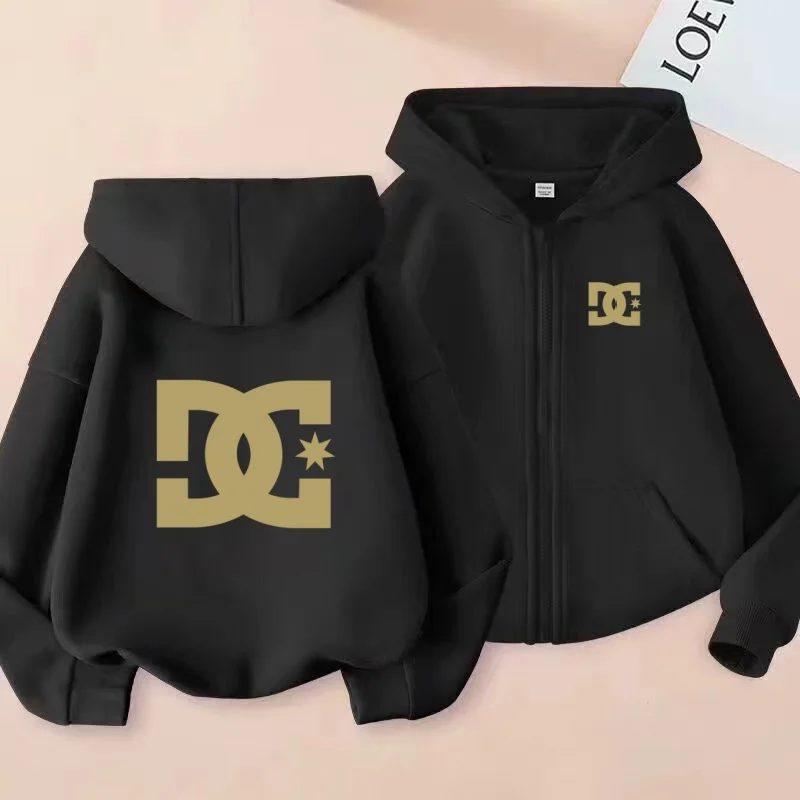 เสื้อสเวตเตอร์เด็กแบบมีฮู้ด แขนยาว สไตล์เสื้อโค้ทกีฬา แบบมีซิป สำหรับเด็กชายและเด็กหญิง อายุ 3-12 ปี แฟชั่นทันสมัย ลายตัวอักษร สไตล์ลำลอง ทรงหลวม