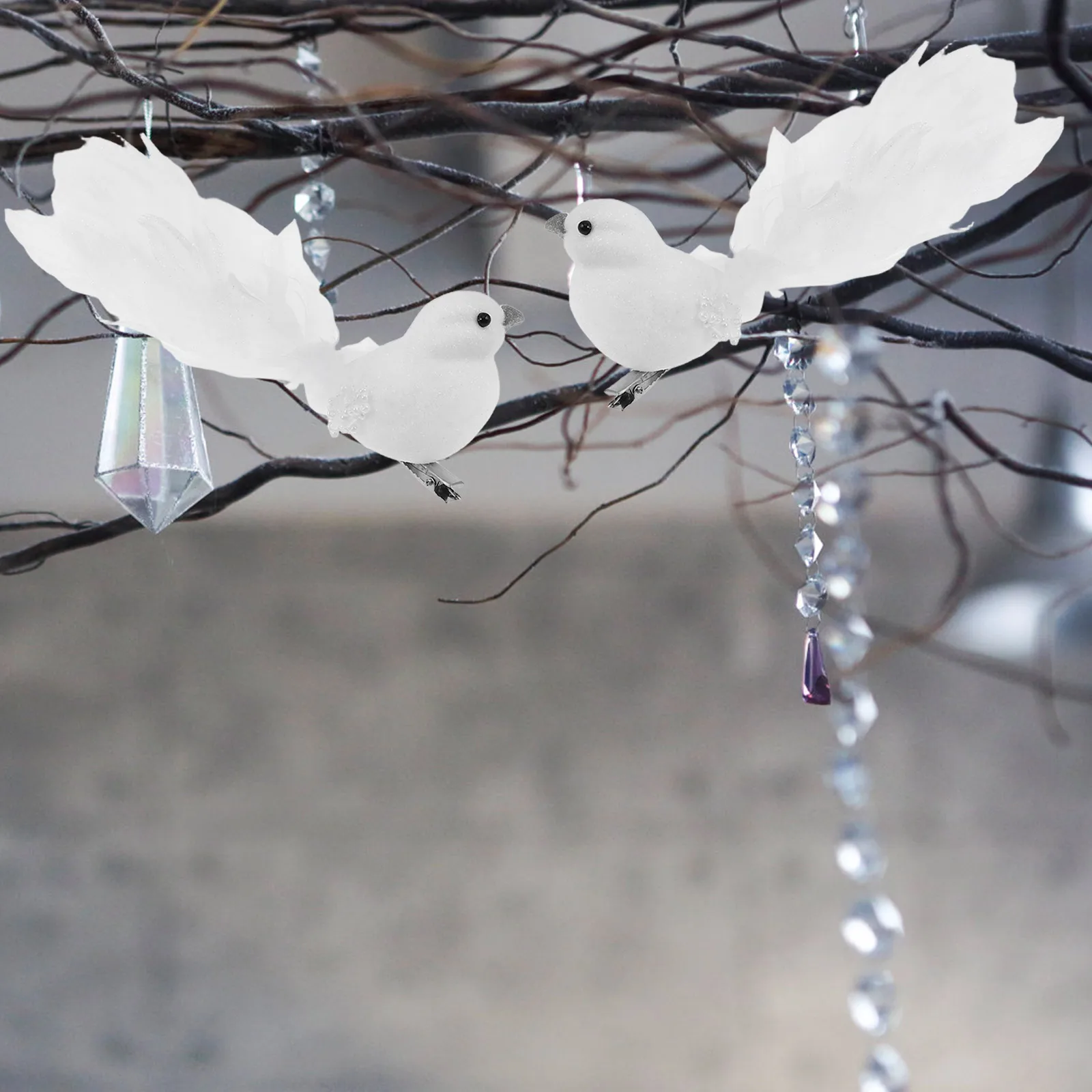 

6 Pcs Simulation Bird Decoration Tree Artificial Christmas Birds Ornament Metal