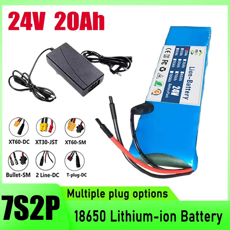 24V 20000mAh 7S2P battery pack 18650 lithium-ion battery pack, built-in BMS