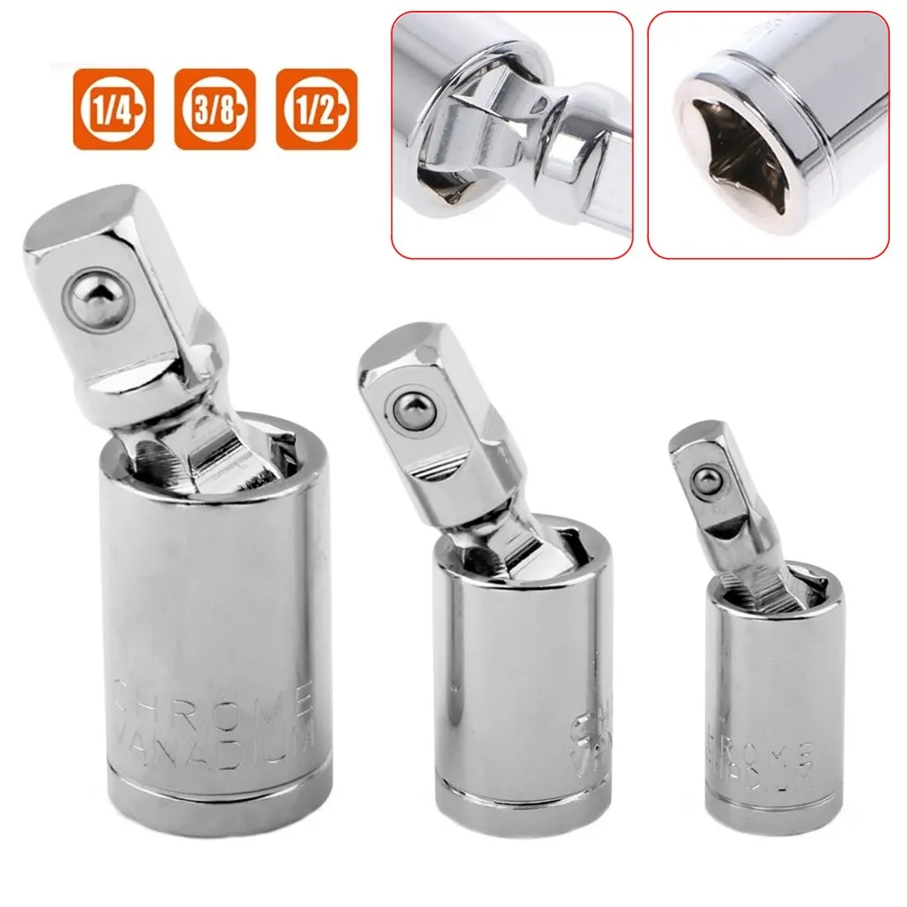 6 PCS Chrome Vanadium Steel Universal Joints 1/4 Inch 3/8 1/2 Turning Socket Wrenches Auto Repair Insurance Tools Large and Sma