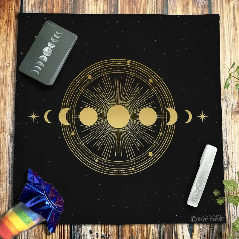 Rune Moon Phase Tarot Tablecloth Velvet Altar Cloth Board Game Divination Witchcraft Astrology Oracle Card Pads Drop Shipping