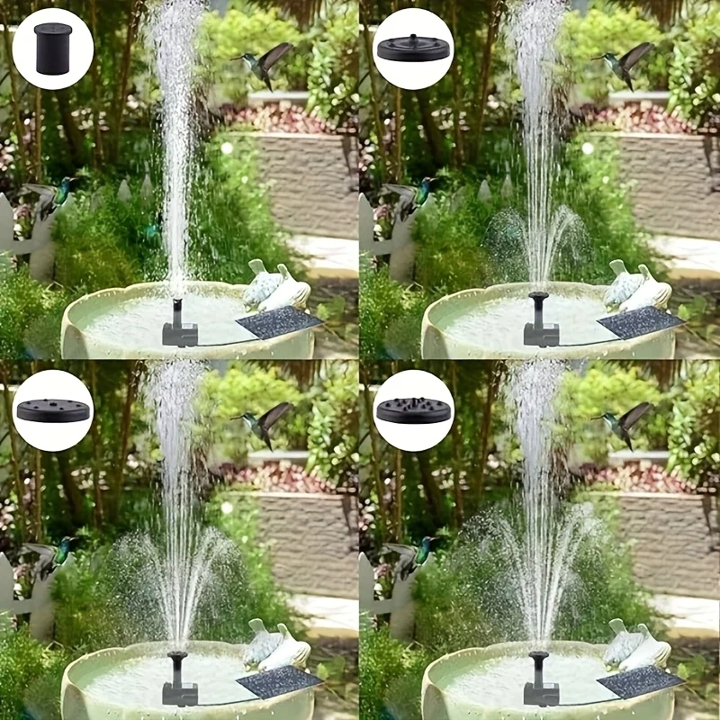 Solar Power Fountain Pump for Bird Baths Summer Solar Panel with 3m Long Cable and 8 Nozzle Attachments Garden Fountain 11CM