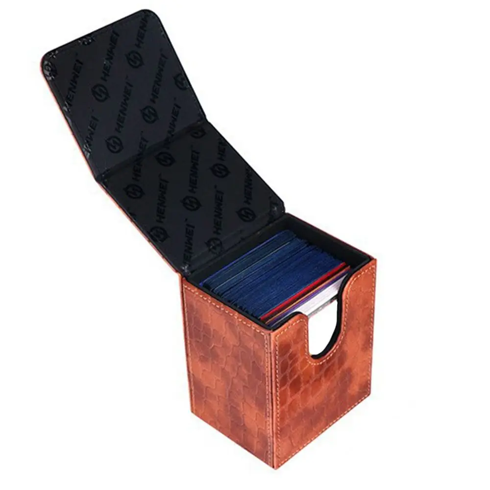 Fashion PU Leather Card Deck Box Holds 80 Cards Flannel Game MTG Trading Card Holder Collection Window Collection Box Women Men