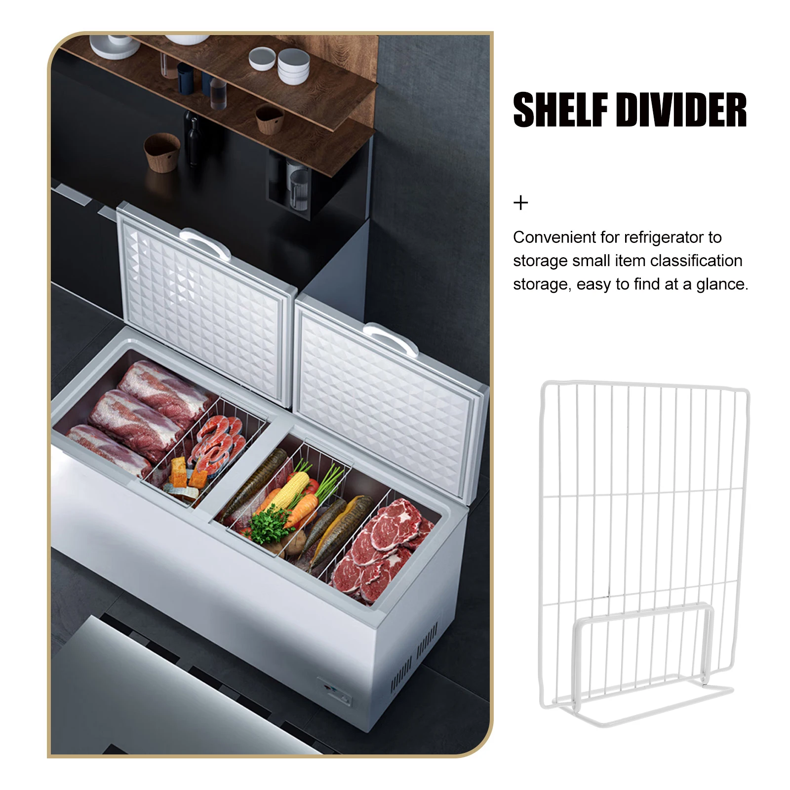 

Refrigerator Compartment Rack Freezer Dividers Organizer Cabinet Shelf Wire Shelving Partitions Fridge Storage Beverages Ice