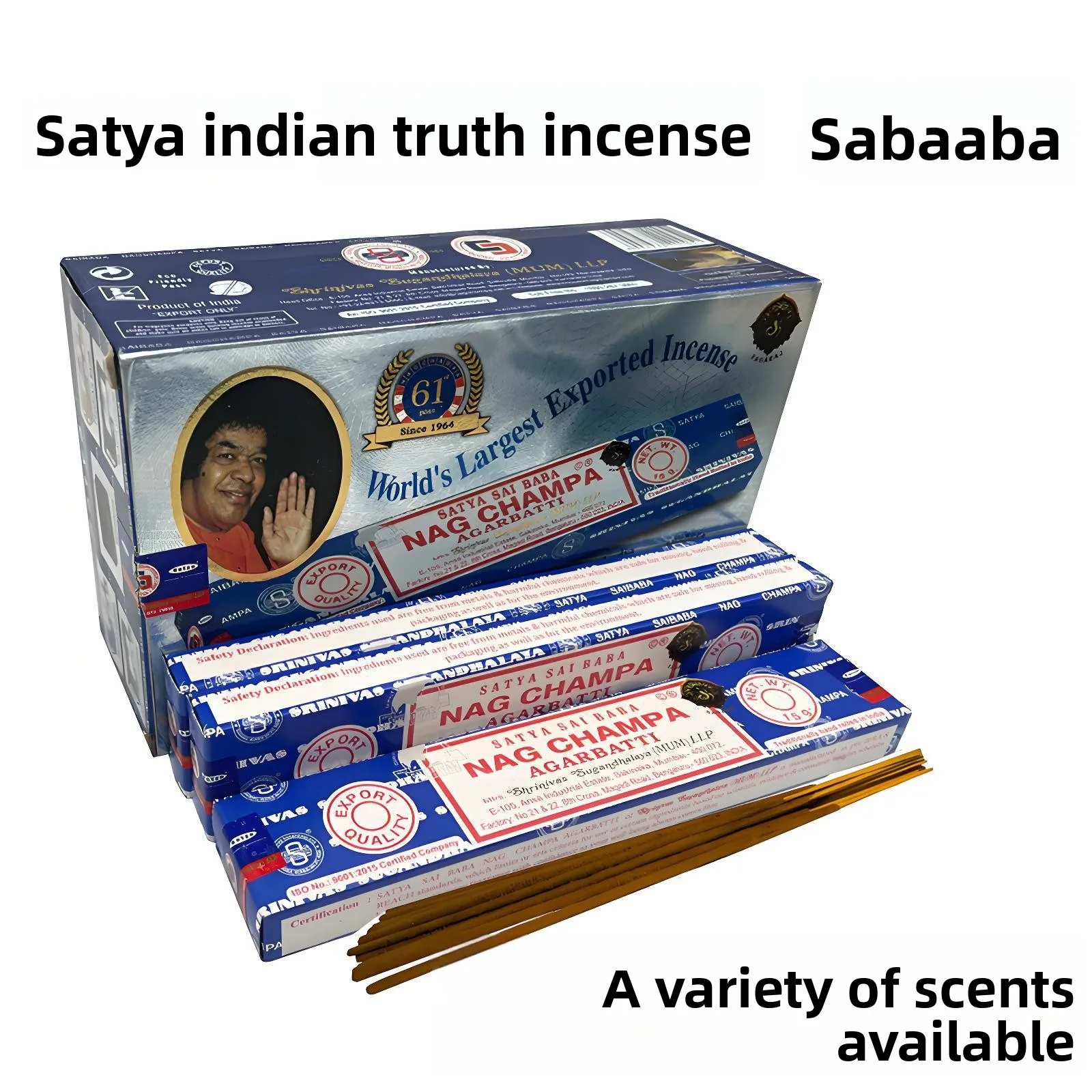 Genuine Indian Sai Baba Truth Yellow Flower Natural Thread Aromatherapy Set of 6 Fragrances