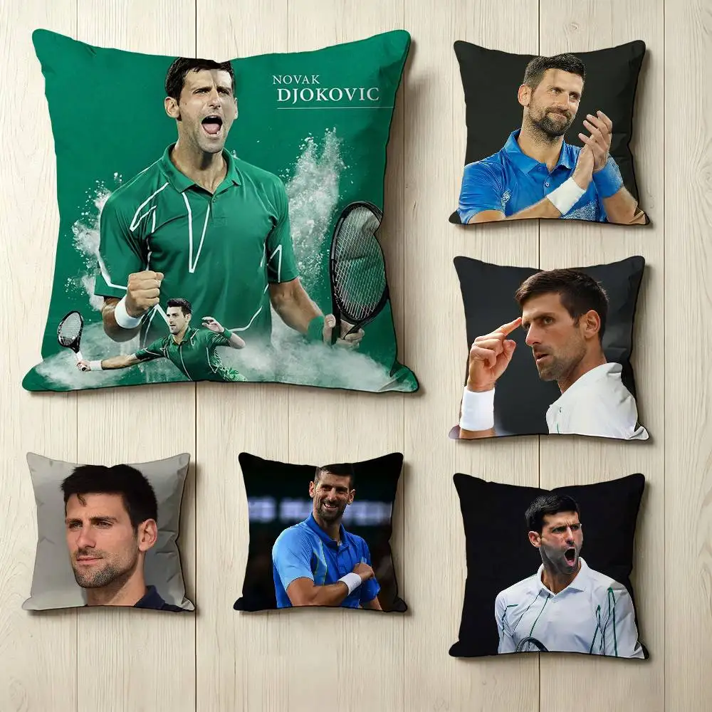 Tennis player N-Novak Djokovic  Square Double-Sided printed Pillow Case Bedroom Bedside Pillow Sofa Cushion Cover