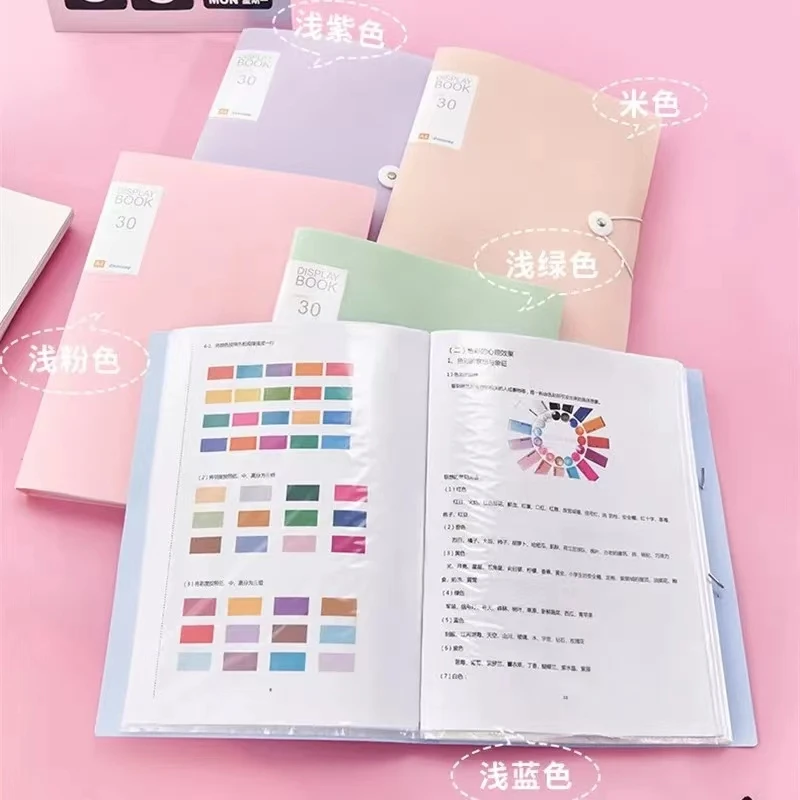 A4 Transparent File Folder 30 Pages Document Organizer Bag School Office Supplies Classified Storage of Student Test Papers