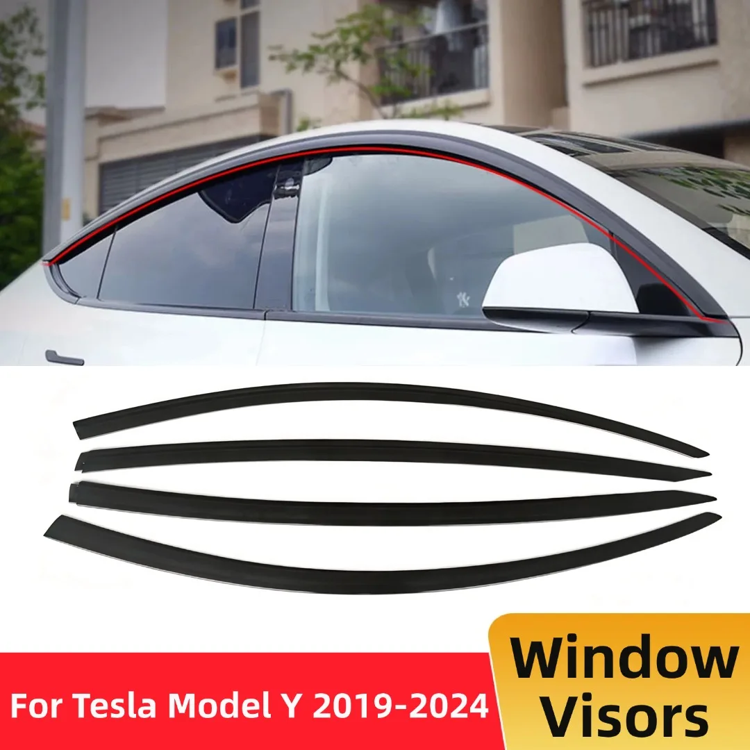 For Tesla Model Y 2019-2024 Window Visors Shade Wind Deflector Rain Guard Brow 4PCS Exterior Parts Car Styling Wide Body Kit
