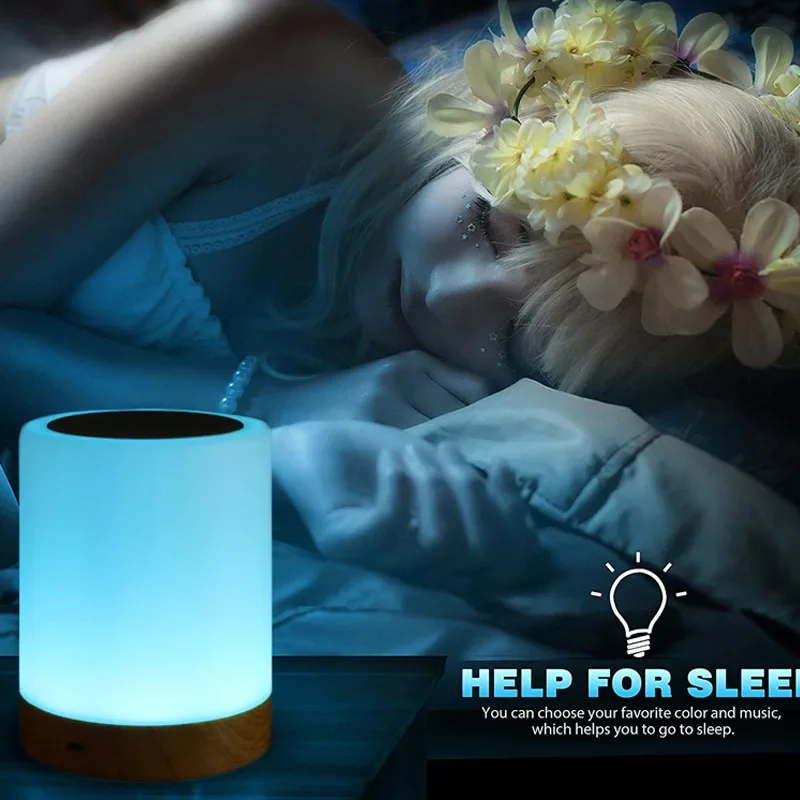New Remote Control Colorful Creative Wood Grain Charging Small Night Lamp Gift Bedside Lamp Table Lamp Touch Pat Ambience Light