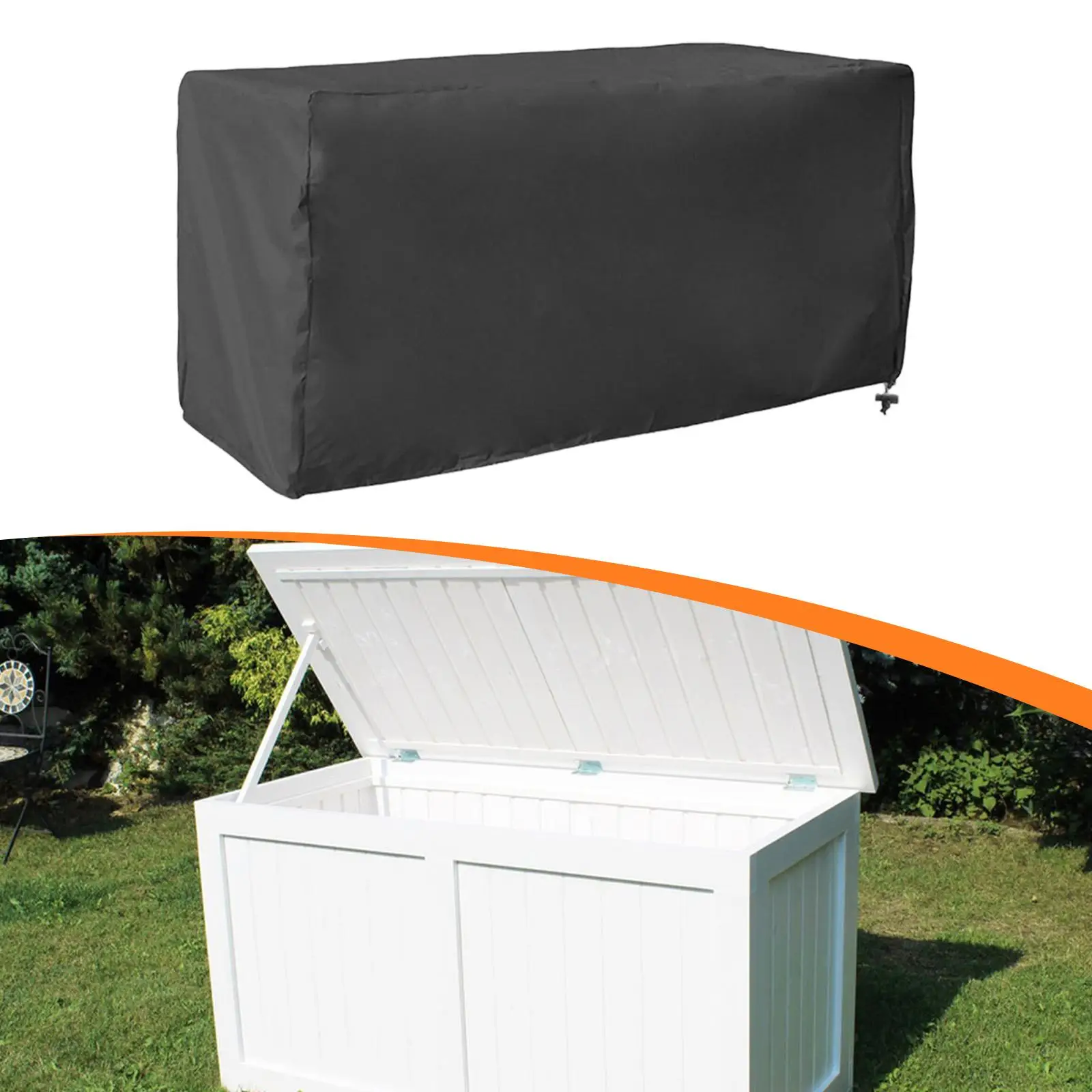 Rectangular Outdoor Deck Box Cover Waterproof 210D Oxford Cloth Protective for Garden Cabinet