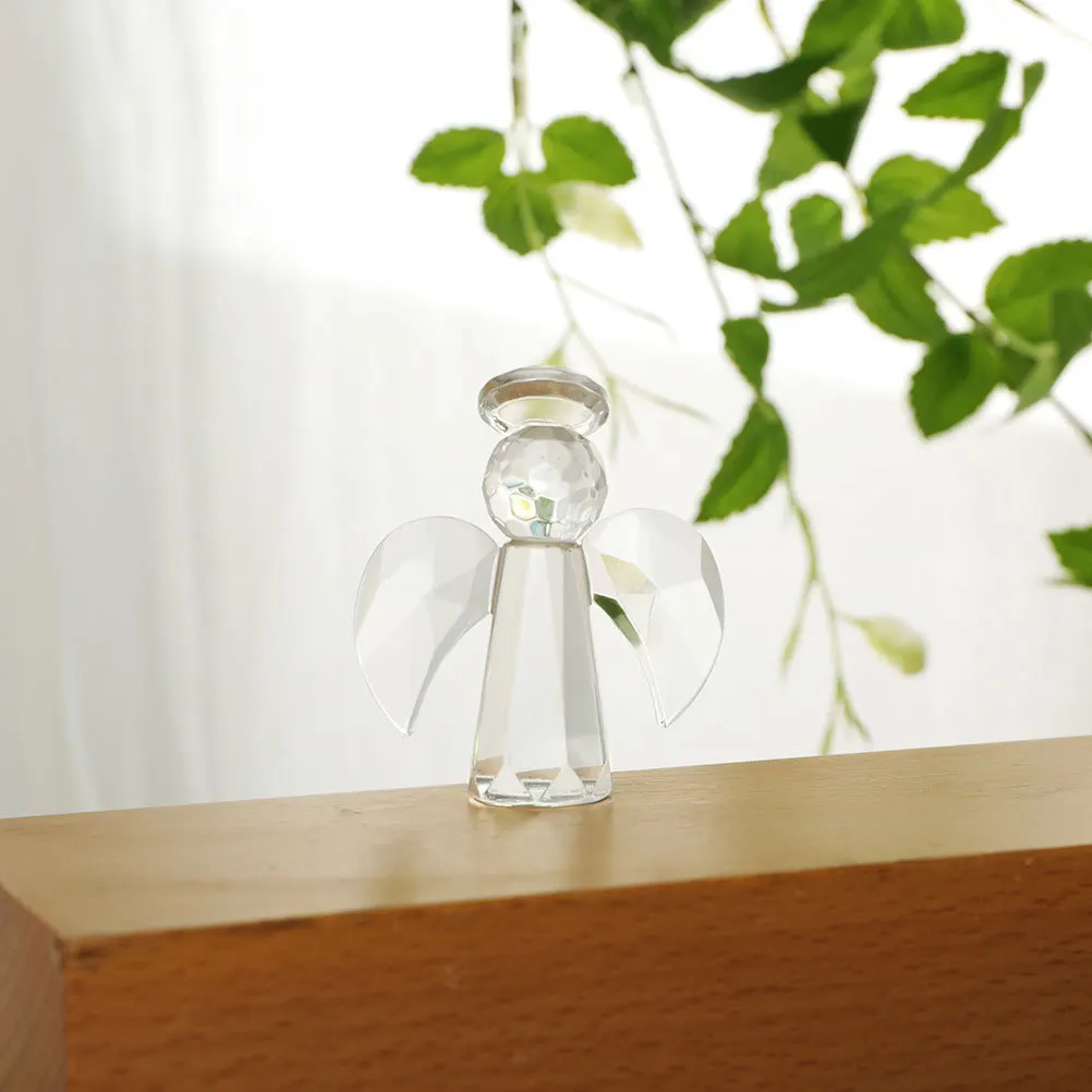 

Small Glass Angel Statue Delicate European Style Ornament for Desktop Cabinet Living Room Decorative Sculpture Gift