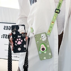 Funda de teléfono con correa de cordón cruzado de dibujos animados 3D para Xiaomi Redmi Note 10, 11 Pro, 10s, Note 9, 8 Pro, 8T, 7, Redmi 9, 9C, 9A