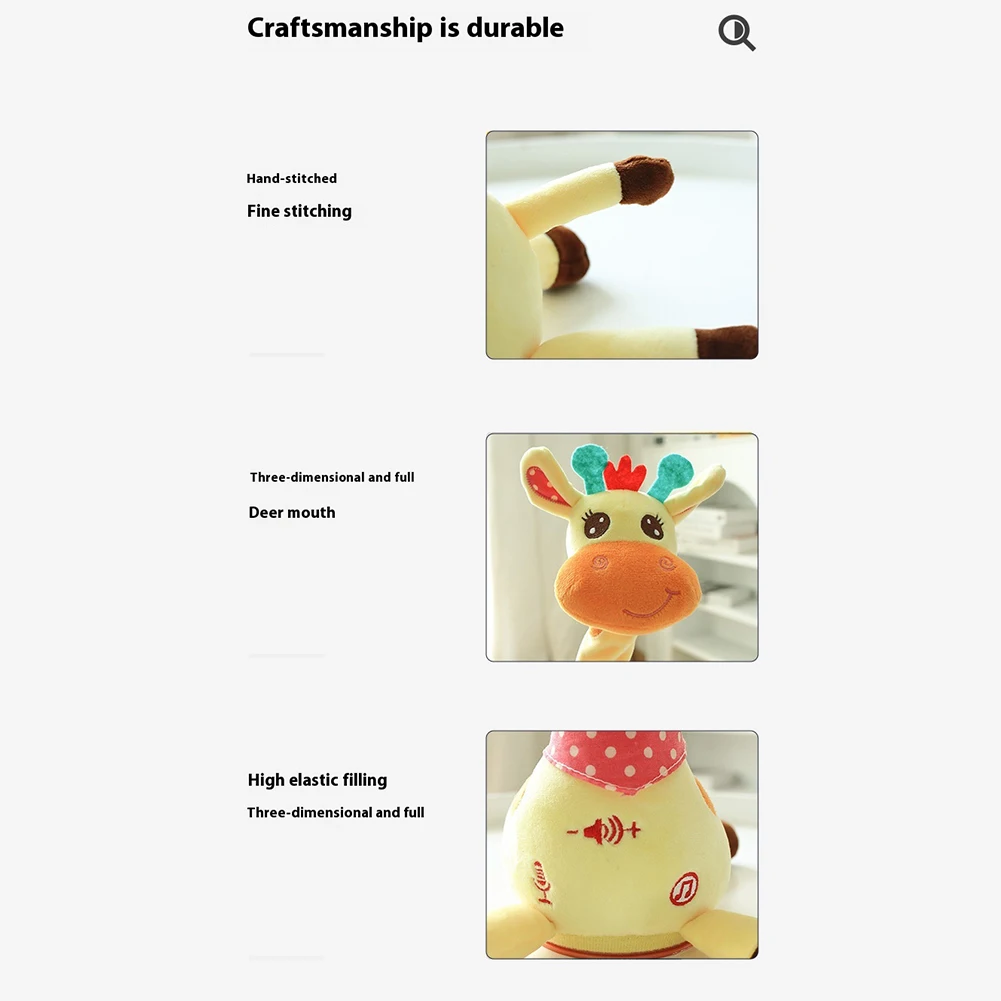 ตุ๊กตายีราฟแกว่งตัวน่ารัก มีไฟ LED เต้นได้ ของเล่นเด็กเลียนแบบเสียงที่คุณพูด ของเล่นยีราฟมีไฟสำหรับเด็กอายุ 6 ถึง 12 เดือน