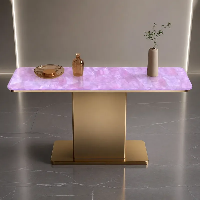 Luminous Jade Entrance Table Modern Simple Light Luxury Corridor Home Villa Living Room Metal Base Entryway Console Rack