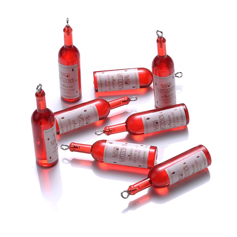 Classic Design 10 Pcs Resin Wine Bottle Beer Charms Cocktail Drinking Bottle Pendant for Jewelry Making Findings Diy Accessories