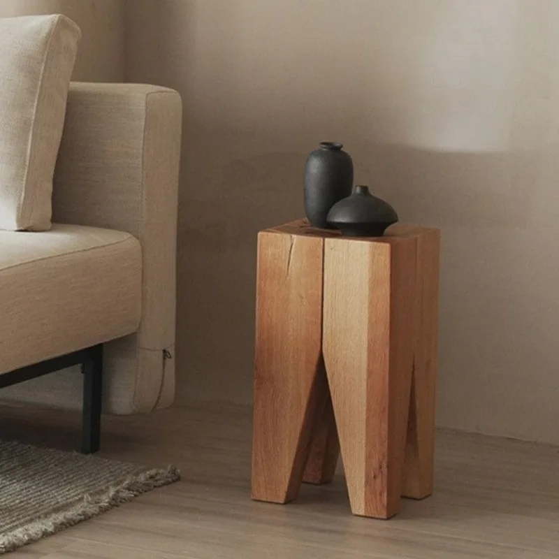 Mesa de centro de madera maciza, Mini mesa auxiliar minimalista Retro, mesas de noche para dormitorio, sala de estar, muebles de madera, decoración PH31