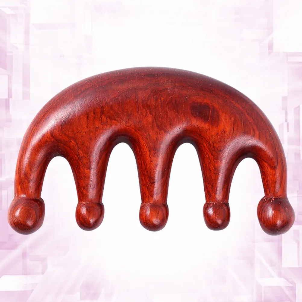 

Расческа из натурального пурпурного сандалового дерева, круглая, с широкими зубьями, портативная, с пятью зубьями, для массажа головы, снятия стресса, для домашнего использования, 1 шт.