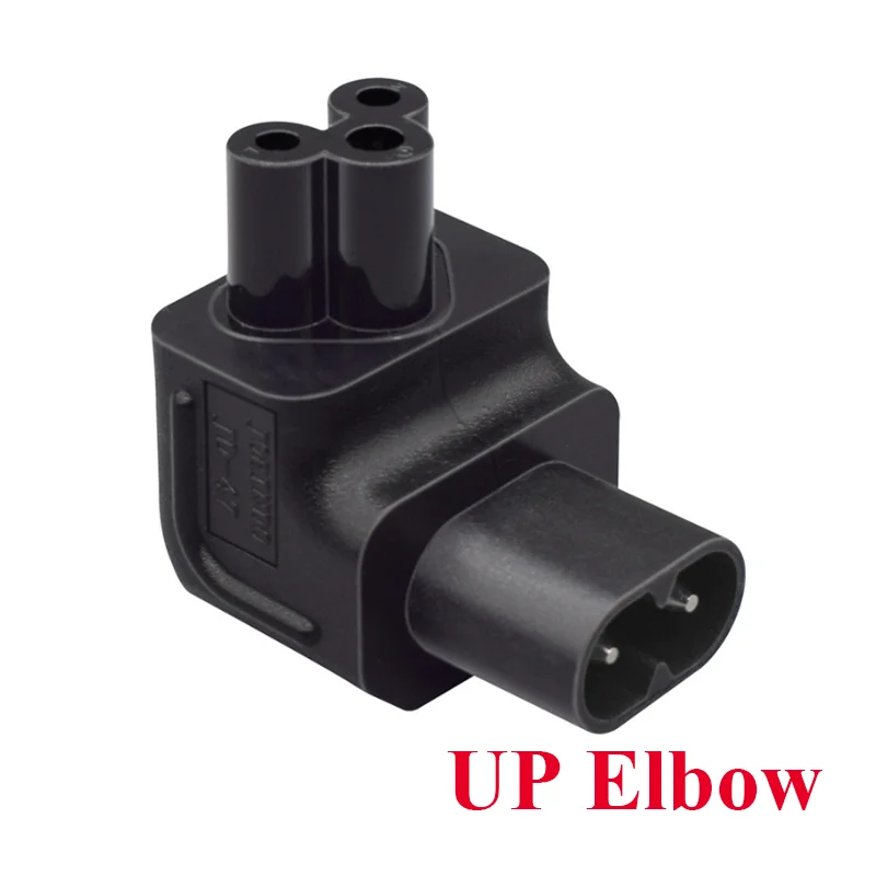 Black Up Elbow IEC320 C8 Male to C5 Female Power Adapter Plug Figure 8 To Plum Blossom Right Angle Power Converter