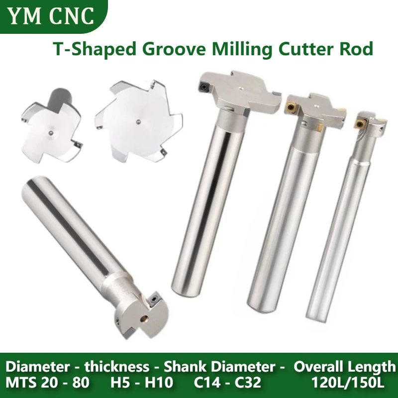 HTS Series T Slot Milling Cutter Bar H10-H5 Indexable Holder MPHT06 Insert CNC Groove Support Side Milling Tool