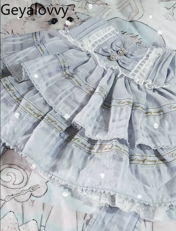 

Autumn Winter New Sweet Girl Popular Style Detachable Strap Cake Skirt Cute High Waist Slim Bow Lace Trim Short Suspender Skirts