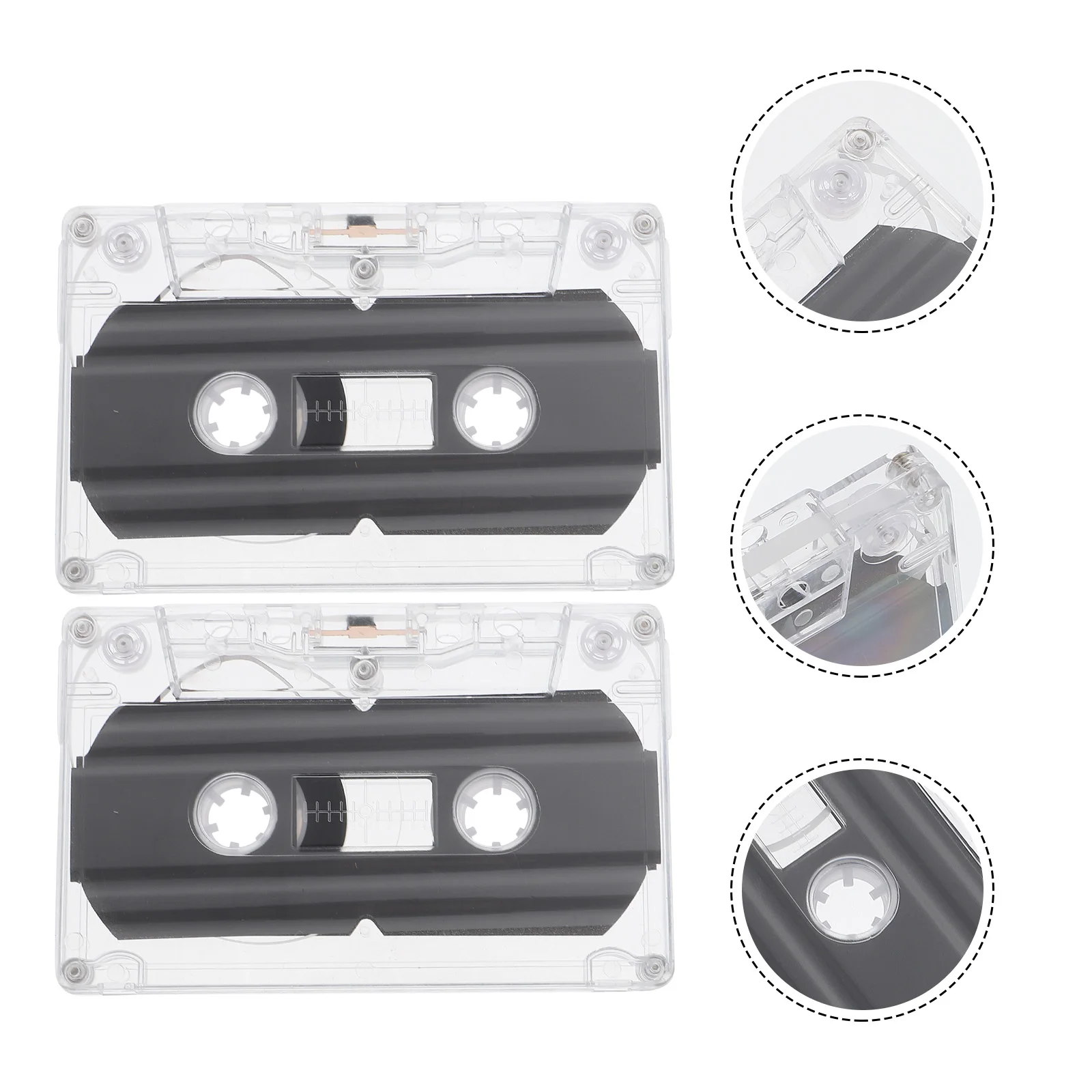 

2pcs Blank Cassette Tapes 30 Min Recording Time Low Noise Tape Transparent Shell DIY Voice Blessings Retro Style Gifts