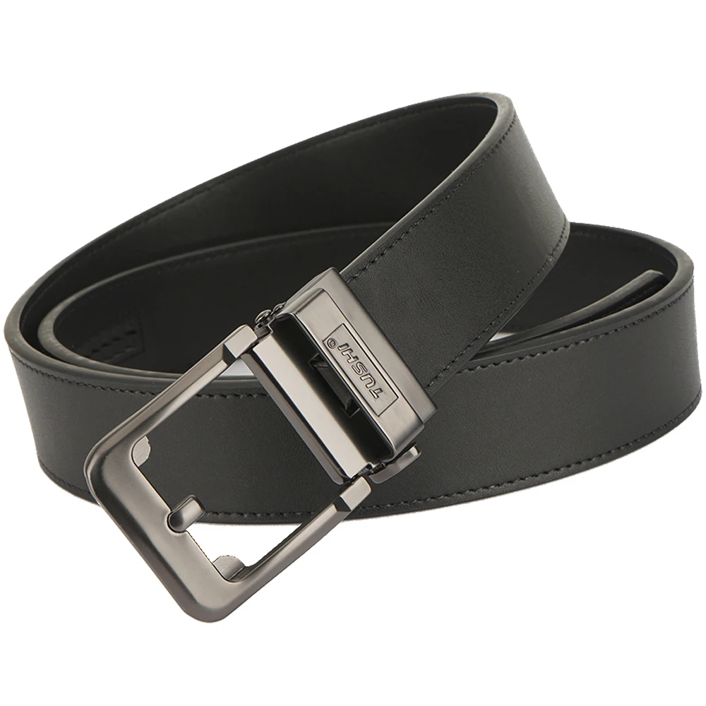 

TUSHI брендовый деловой ремень для мужчин, роскошный кожаный поясной ремень высшего качества, черные мужские джинсы с автоматической пряжкой, тактические ремни для мужчин